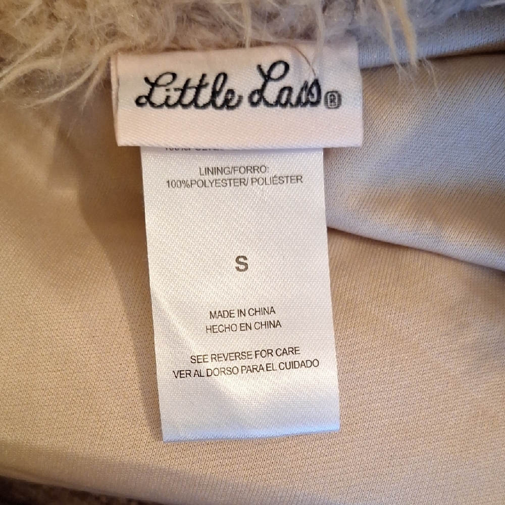 Little Lass Cream Faux Fur Cardigan. NWT Size Small - Picture 11 of 12